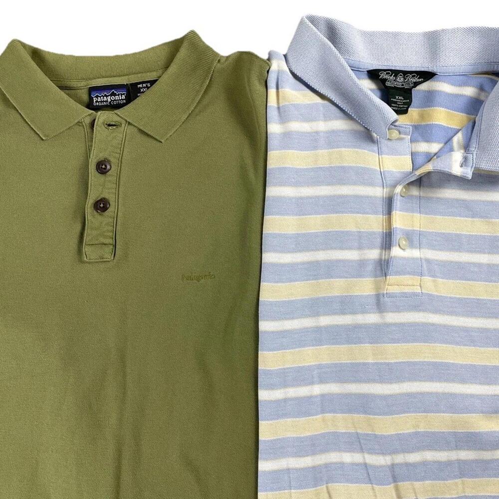 2 Polo Lot Patagonia Organic Cotton Y2K XXL + Brooks Brothers Striped XXL Shirt